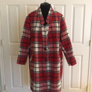 Old Navy Red Black Plaid Long Wool Coat Size 2X …